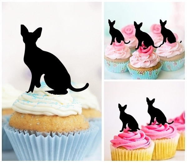 Laser Cut Cornish Rex Cat cupcake topper