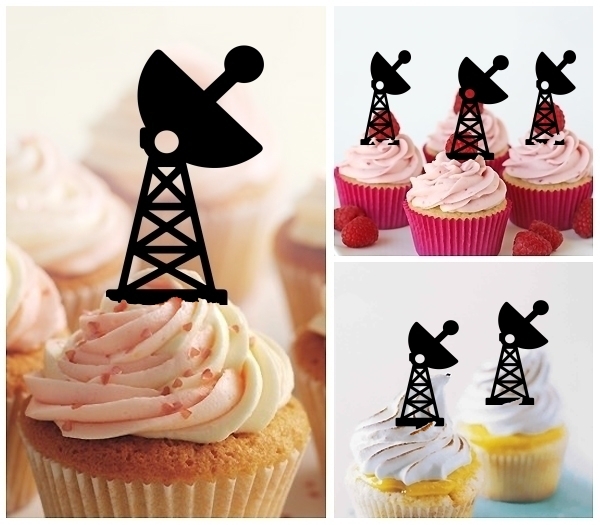 Laser Cut Satellite Antenna Tower cupcake topper