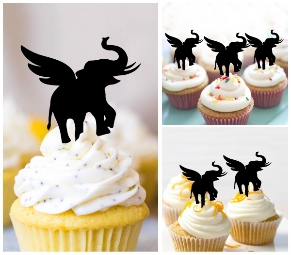 Laser Cut Flying Elephant cupcake topper