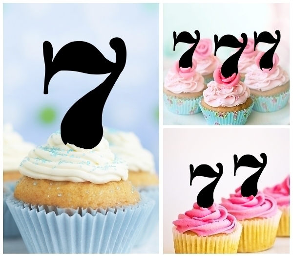 Laser Cut Lucky Number 7 cupcake topper