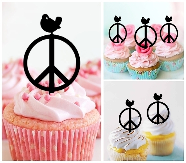 Laser Cut Woodstock Bird Peace cupcake topper