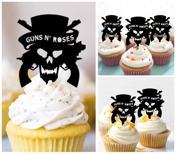 Laser Cut Guns and Roses cupcake topper