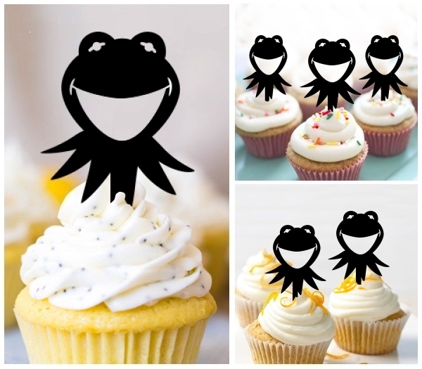 Laser Cut Frog Smiling cupcake topper