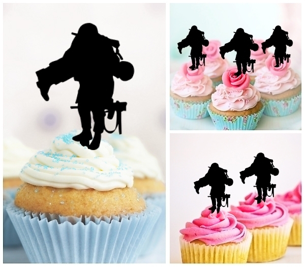 Laser Cut Soldier Leave No Man Behind cupcake topper