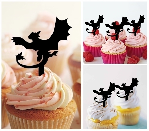 Laser Cut Dragon Toothless cupcake topper