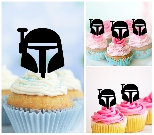 Laser Cut Starwars Inspired Boba Fett Helmet cupcake topper