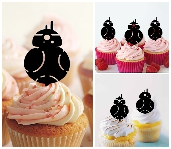 Laser Cut Star Wars Inspired BB8 Droid cupcake topper