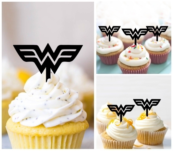 Laser Cut Wonder Woman Inspired Symbol cupcake topper