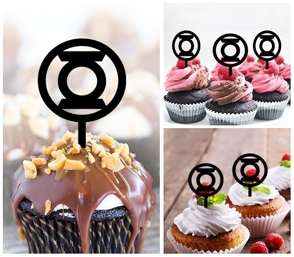 Laser Cut Green lantern Symbol cupcake topper