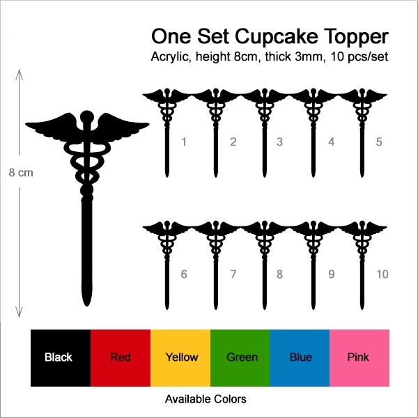 Caduceus Medical Symbol Cupcake