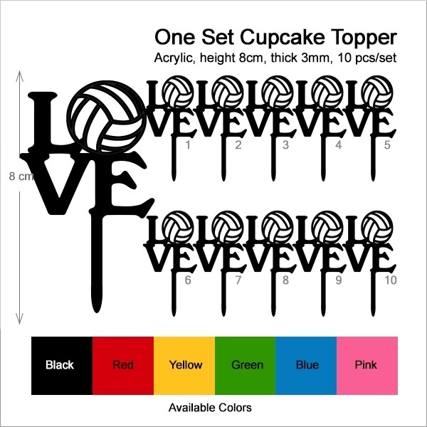 Love Volleyball Text Cupcake