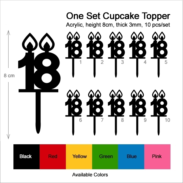 Number Eighteen 18 Candle Cupcake