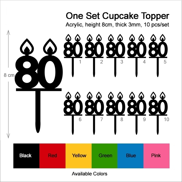 Number Eighty 80 Candle Cupcake