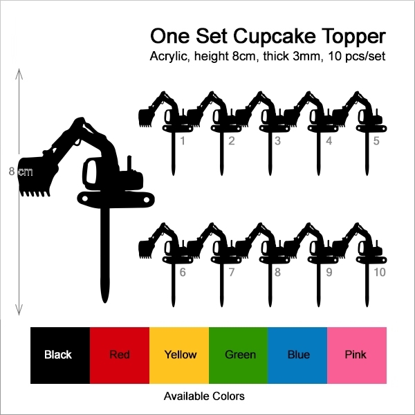 Backhole Digger Machine Cupcake