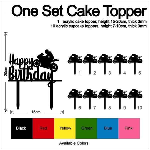 Desciption Happy Birthday Motorcycle Racing Cupcake