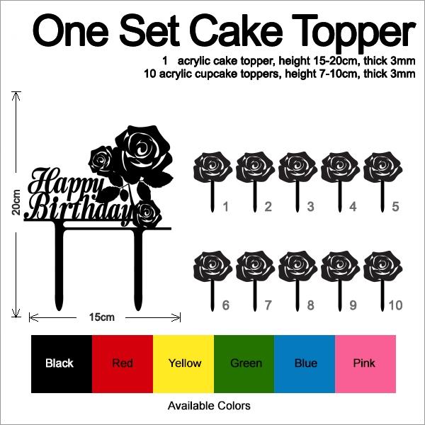 Desciption Happy Birthday Roses Flower Cupcake