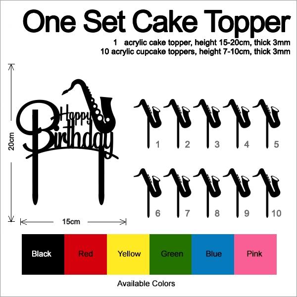 Desciption Happy Birthday Saxophone Cupcake