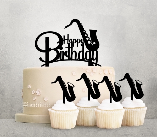 Desciption Happy Birthday Saxophone Cupcake