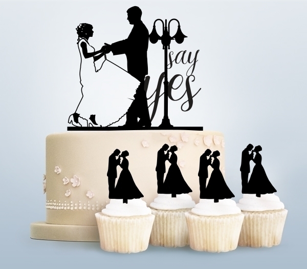 Desciption Say Yes Marry Bride and Groom Cupcake